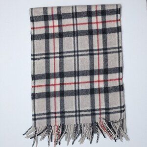 NWT John Hanly 100% Extra Fine Merino Wool Scarf Rectangle Plaid Soft Ireland